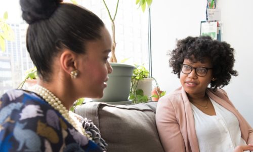 Two women chatting