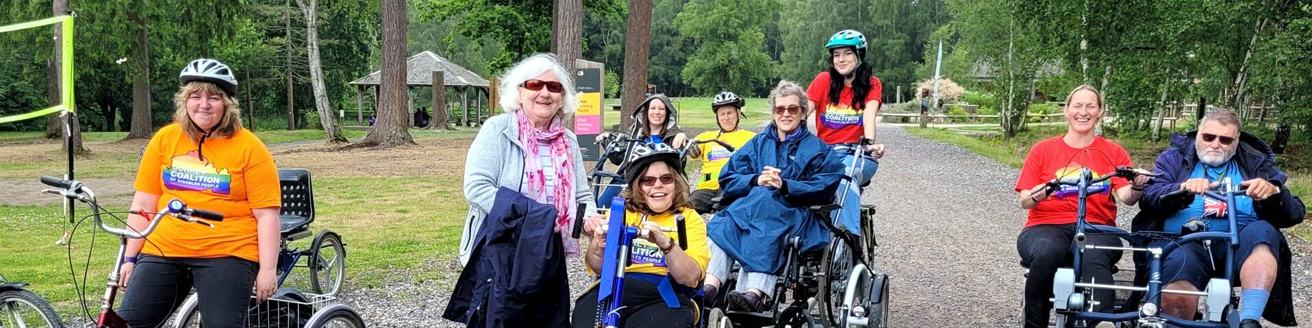 Group of coalition staff and members at Alice Holt forest on bikes