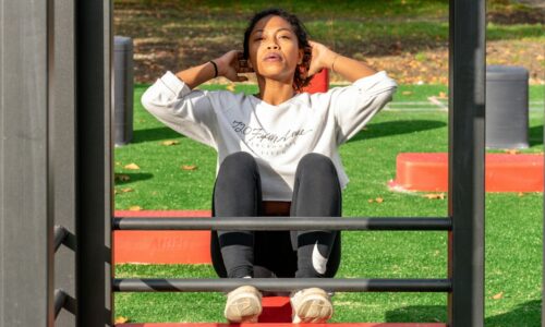 A women at an outdoor gym