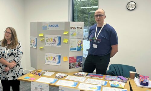 FoCUS Coordinator Jennie and IMHN Coordinator Guy at an event stall