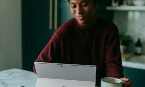 Person looking at digital tablet device