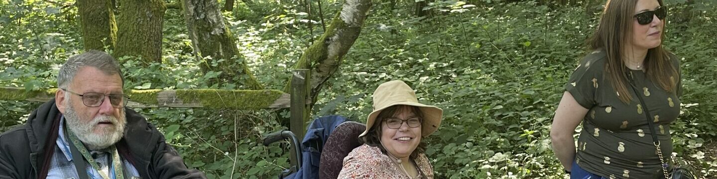 Coalition and IMHN members with Coalition staff member Yasmin in the forest at Newlands Corner