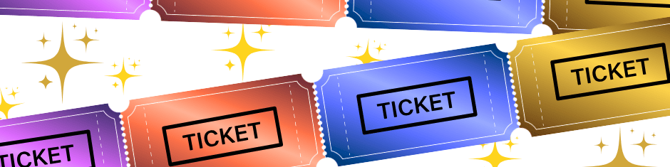 Colour tickets with stars in the background