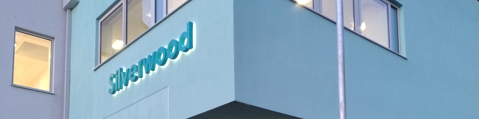 Silverwood sign above the building entrance