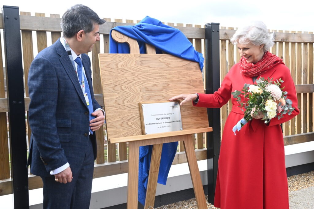 Her Royal Highness the Duchess of Gloucester revealing the Silverwood plaque.