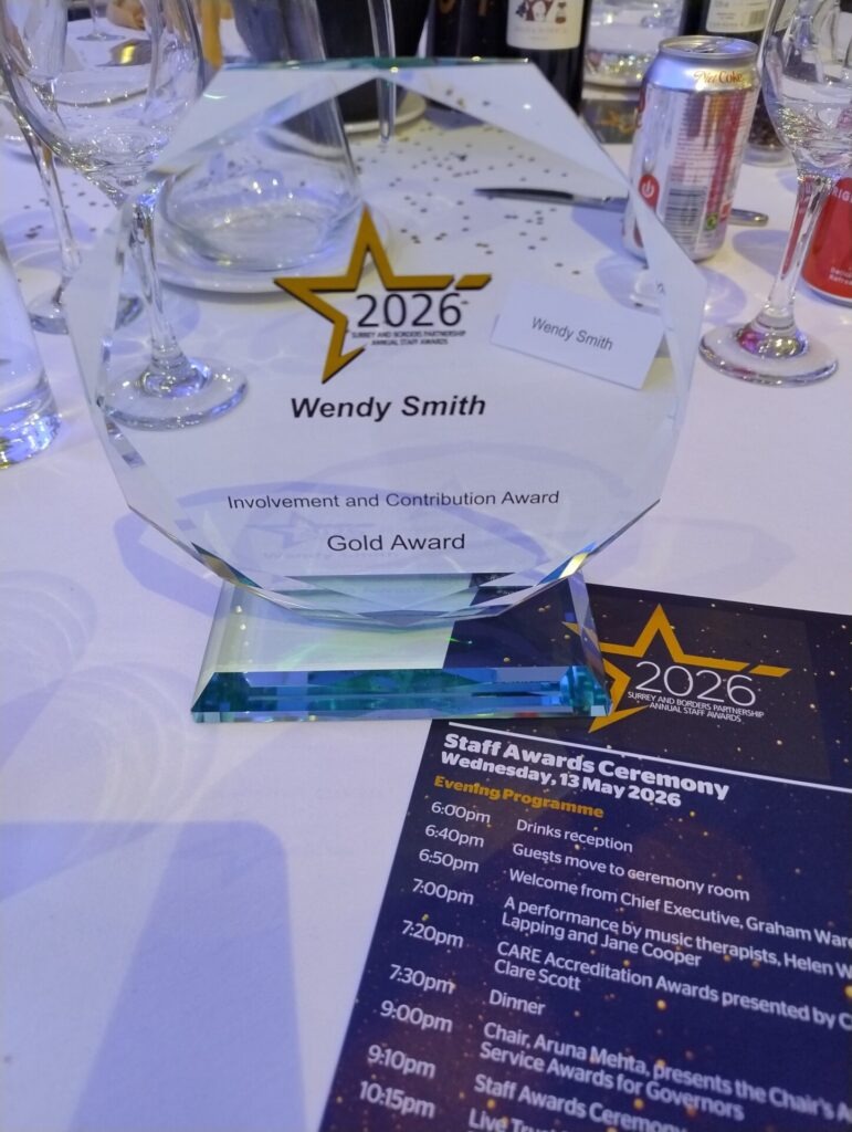 Award with a star on it and the following text 2026 Wendy Smith Involvement and Contribution Award Gold Award.